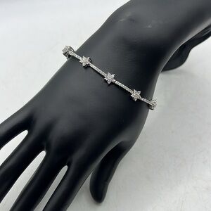 925 Sterling Silver Tennis Bracelet Jewelry Star Floral Crystal Rhinestone CZ